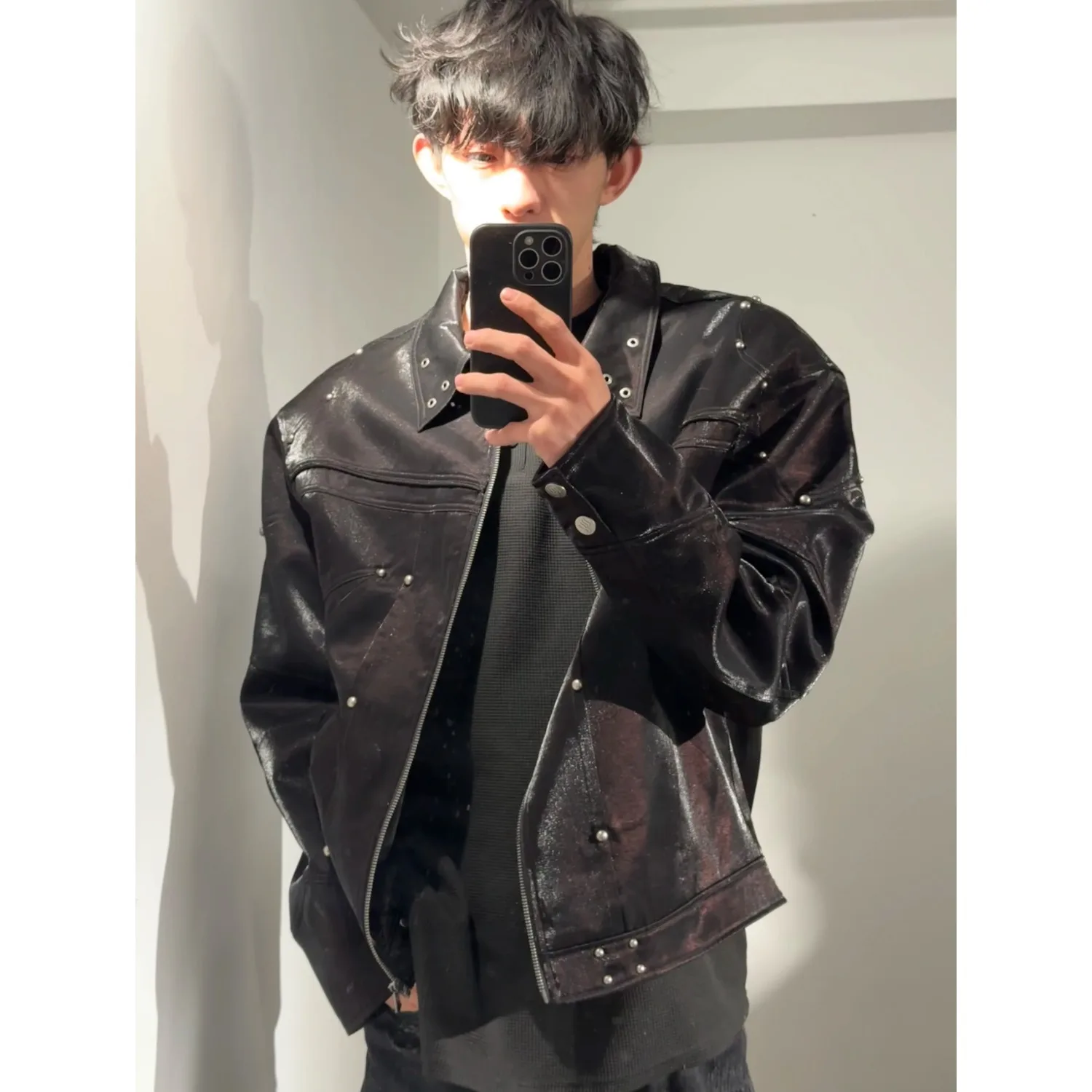 

Ретро-мотоциклетная куртка в американском стиле для мужчин и женщин, большие размеры, весенне-осенняя, декорированная, стильная, для пар