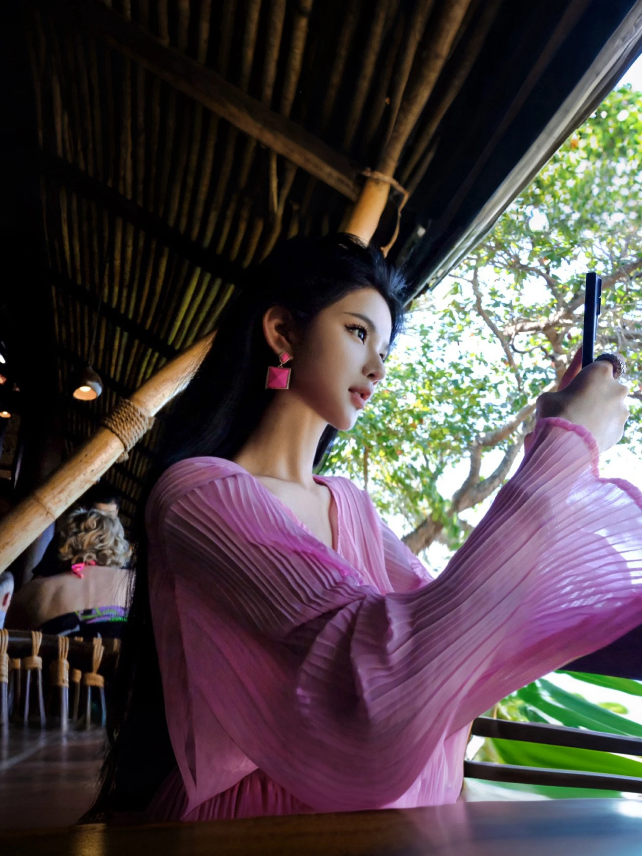 

Оригинальный топ Xia Yuan Dream Peach Blossom Source Sweet Girl из плиссированного шифона, элегантный стиль, свободный крой, полиэстер