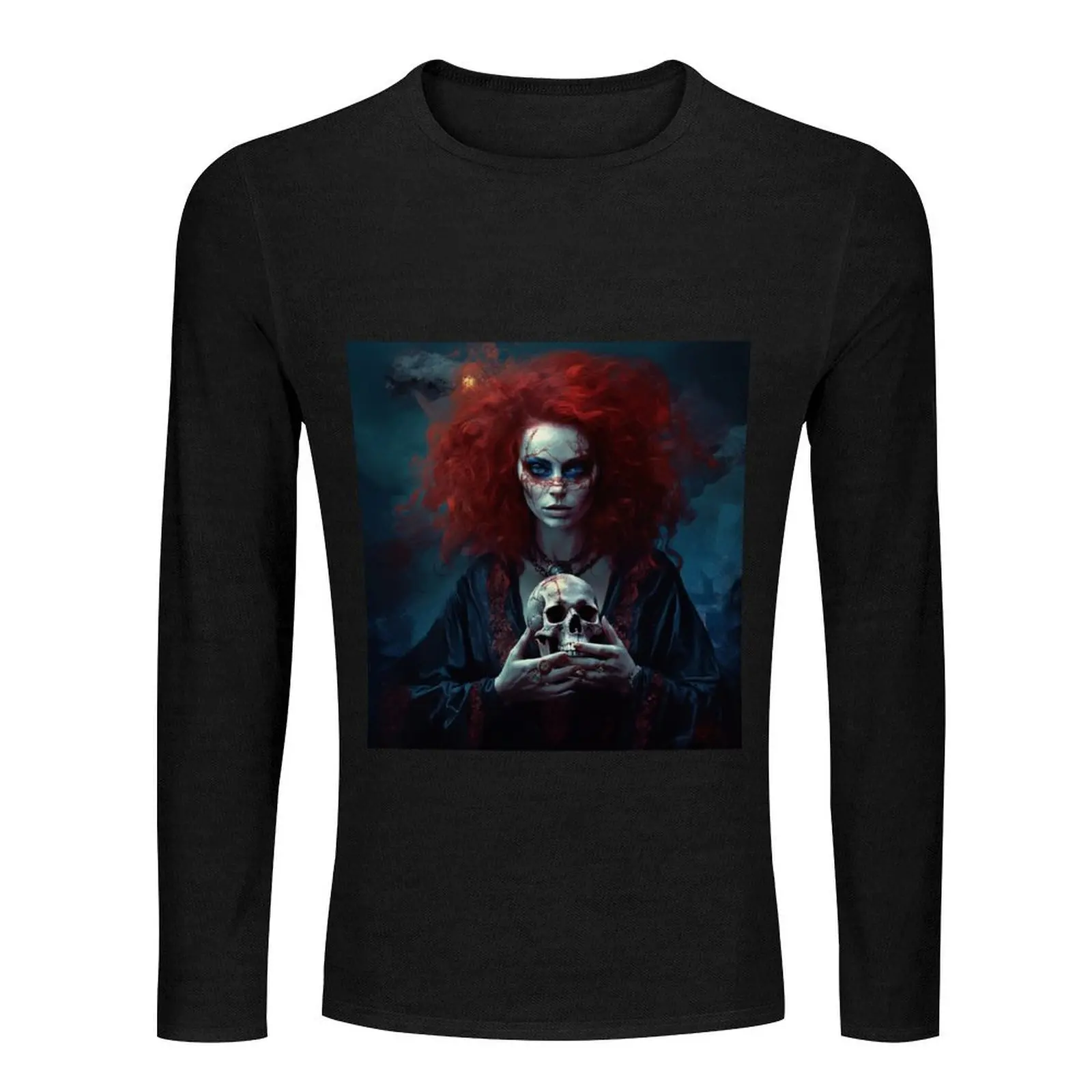 Red Haired Witch Long T-Shirt Blouse plain t-shirt mens graphic t-shirts big and tall