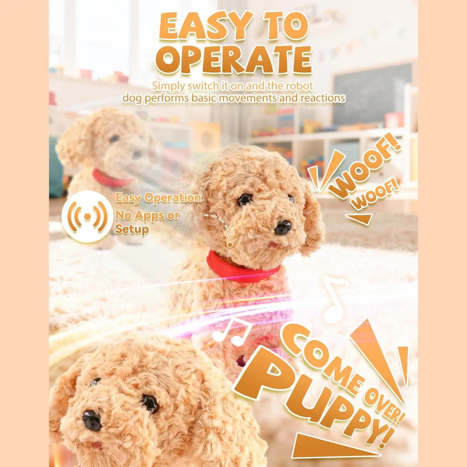 シミュレーション電子ペット犬のおもちゃ、歩くインタラクティブな犬のぬいぐるみおもちゃ、タッチセンシングAIロボット犬、音声模倣機能付きギフト