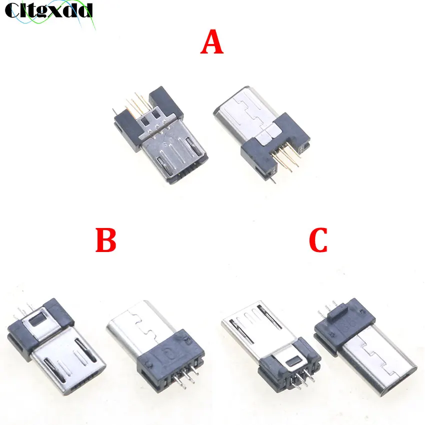 

Cltgxdd 10pcs Micro USB 5 Pin Male Connectors Micro USB Jack Charging Port Tail Sockect Plug Terminal