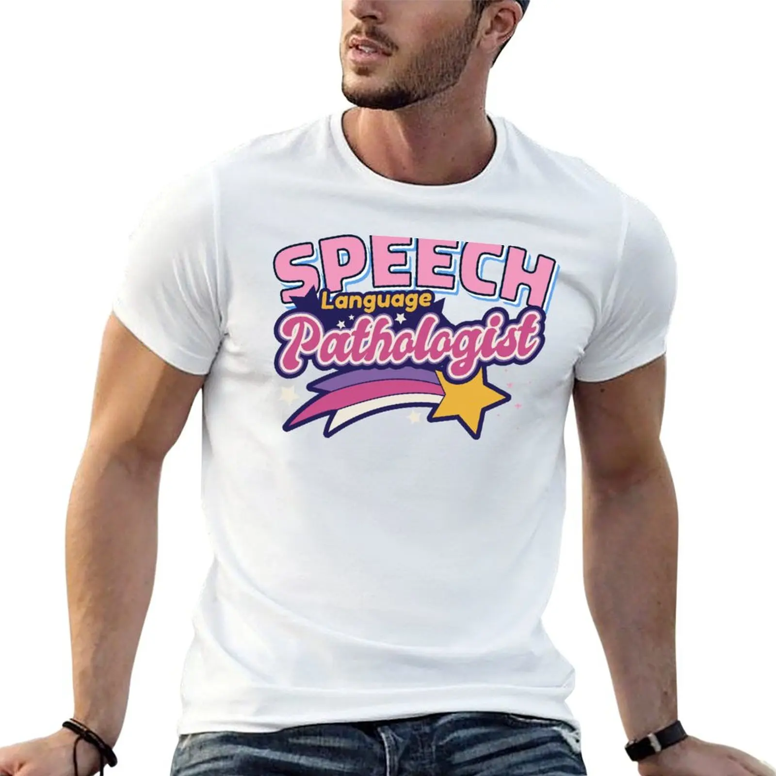 

Футболка Speech Language Pathologist SLP Art, футболки с принтами, мужские футболки, белая футболка