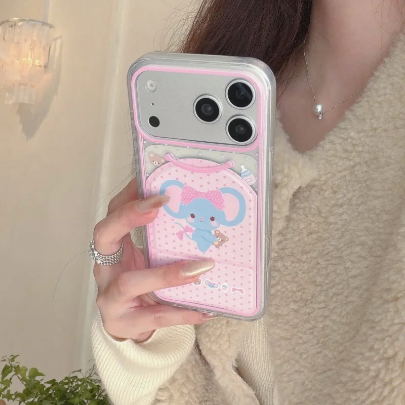 

Funny Cute Cartoon Mouse Bear Phone Case For iPhone 17 Pro 16 15 14 Pro Max Cover with Leather Foldabel Stand Protective Cases C