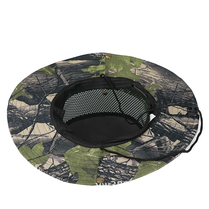 Outdoor Summer Enlarge Wide Brim Breathable Mesh Bucket Hat Tactical Military Camouflage Print Cap Hiking Fisherman Beach Sunhat