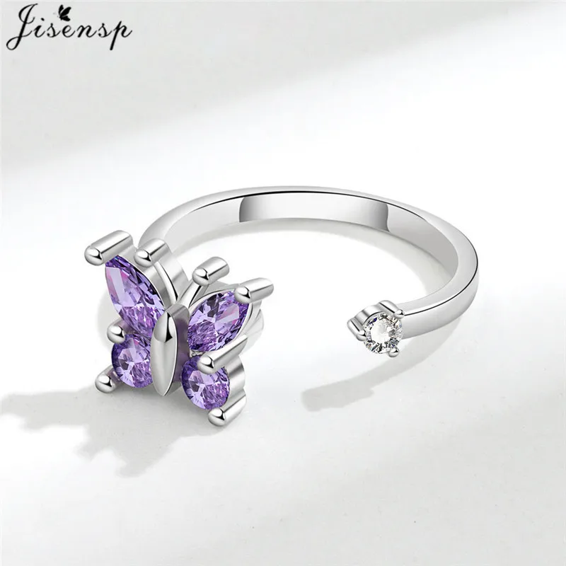 Anillo de ansiedad para mujer, sortija giratoria, giratoria, antiestrés, cristal múltiple, flor, mariposa, Animal, joyería de boda