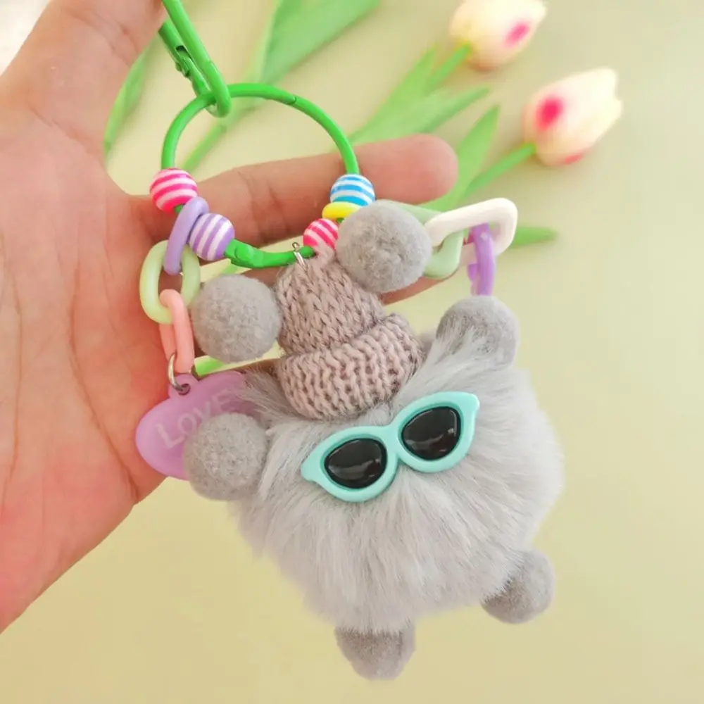 Coal Ball Colorful Bag Pendant Plush Keychain Elf Rex Rabbit Hair Pendant Imitation Plush Pendant