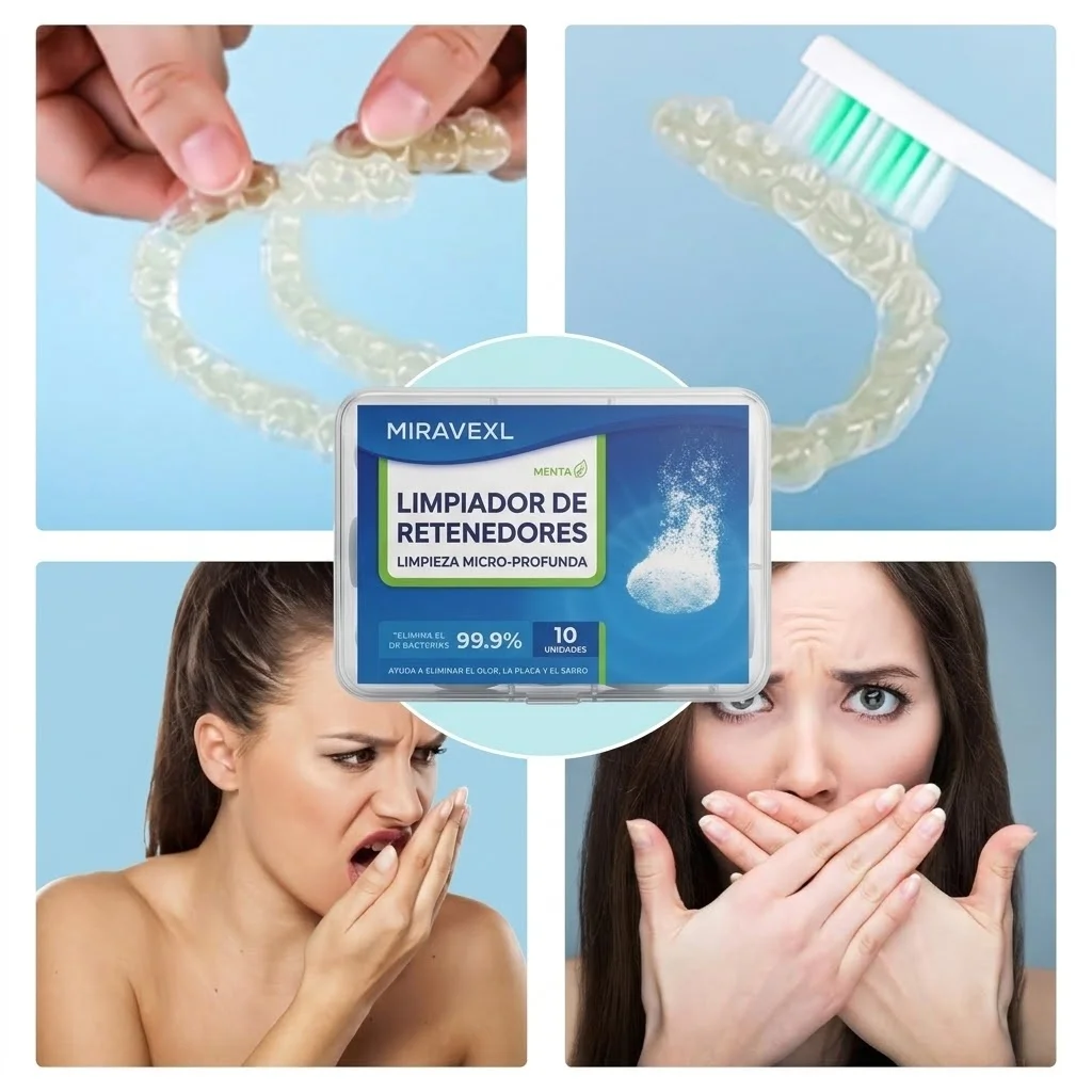 Professional Retainer Cleaning Tablets Mint Scent Denture Cleanser Effervescent Pack Removes Odor Plaque 10 Pieces MIRAVEXL