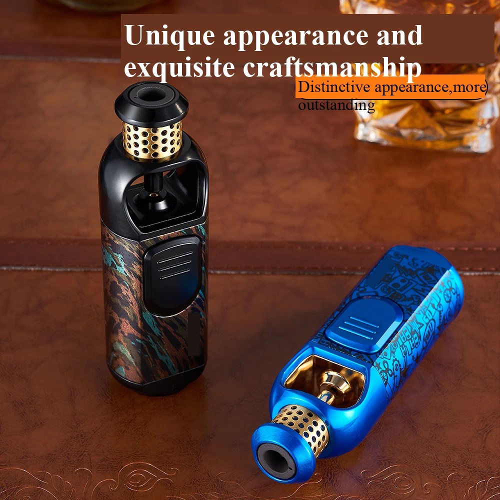 Multi-functional New Spray Gun Type Cigarette Lighter Portable Windproof Direct Charge Blue Flame Metal Inflatable Cigar Lighter