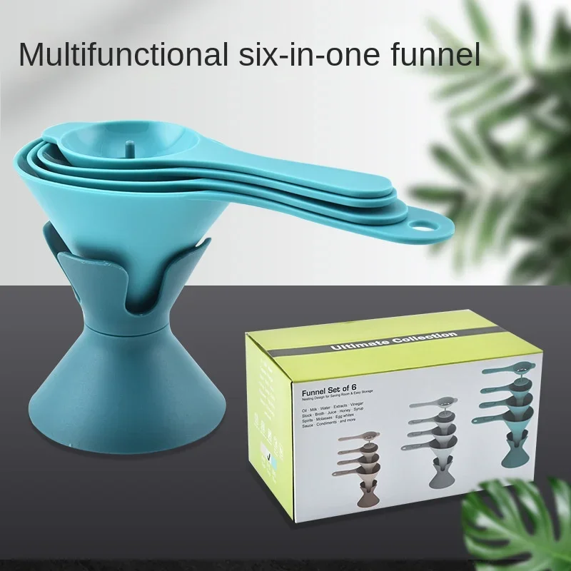 Multifunctional 6-in-1 Funnel, Multi Caliber Filtering Oil Pot, Egg White Separator with Storage Cylinder Combination Set