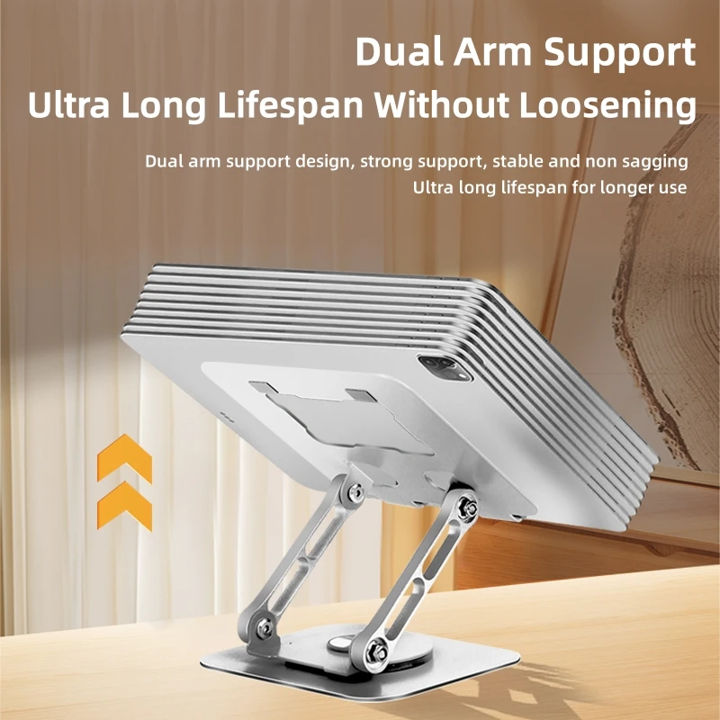 iPad Stand 360 Rotating, Adjustable Tablet Stand for Desk, Portable Monitor Tablet Stand Holder Office Accessories