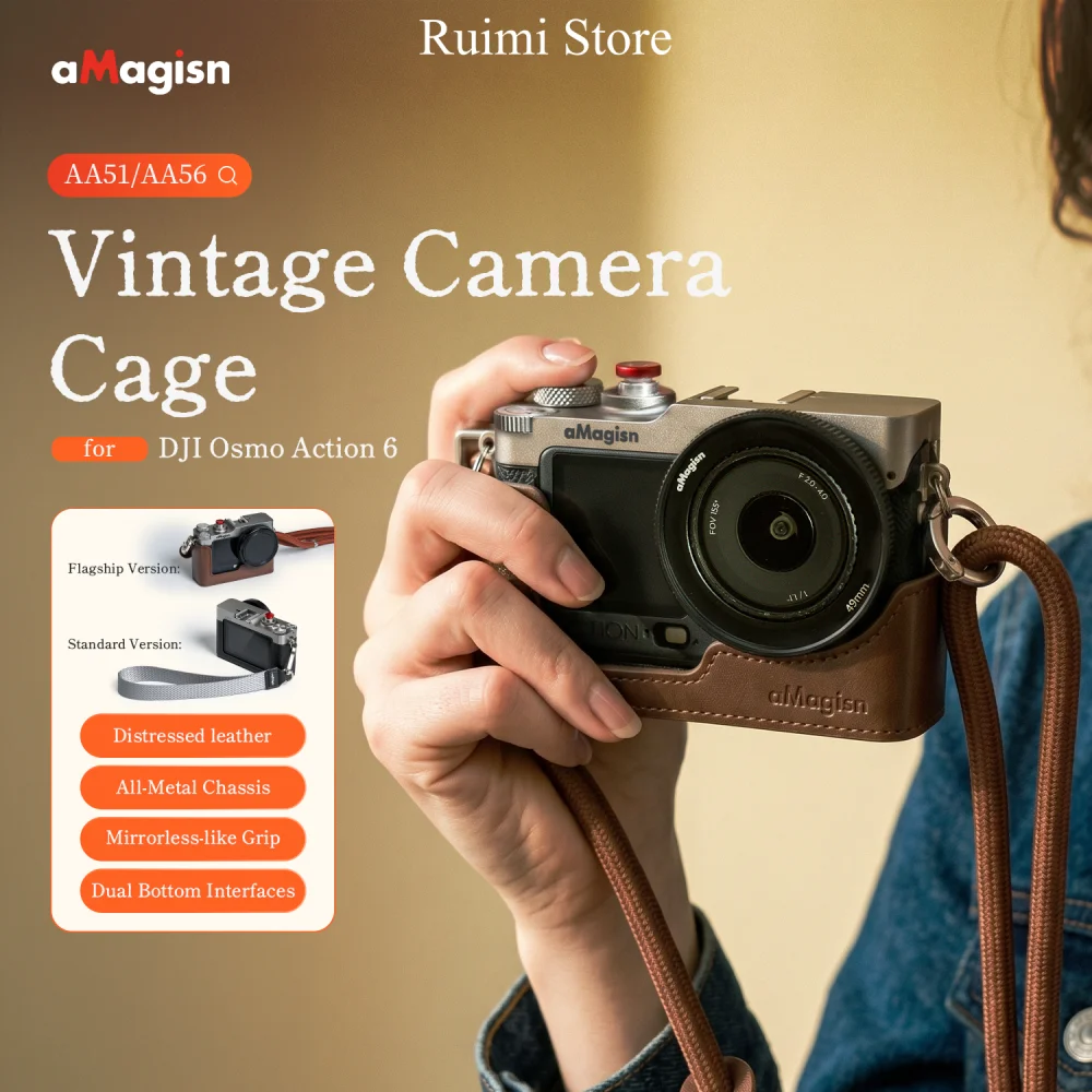 aMagisn Vintage Action-Kamera-Käfig für OSMO Action6 AA51/AA56
