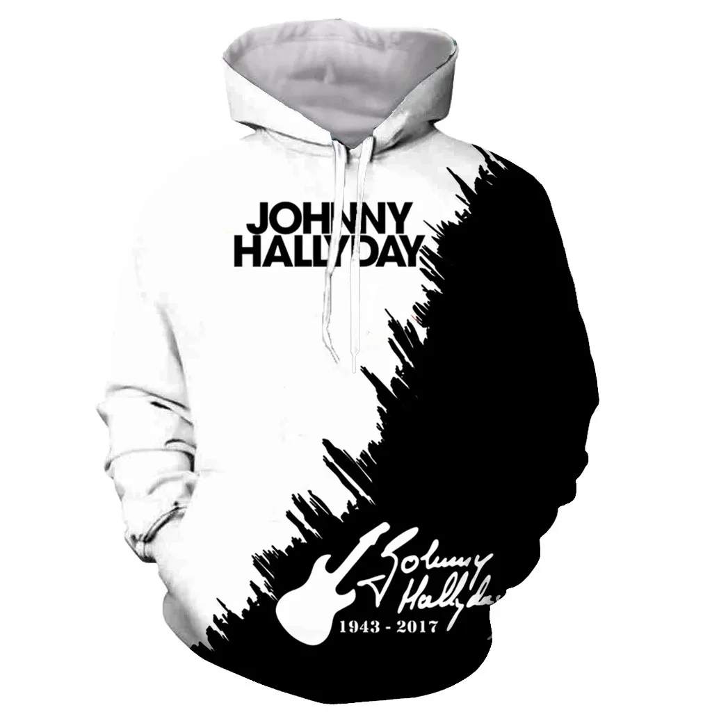 New Popular Johnny Hallyday Hoodies France 3D Print Men Oversized Printed Hoodie Rock Singer Sweatshirts Kids clothing