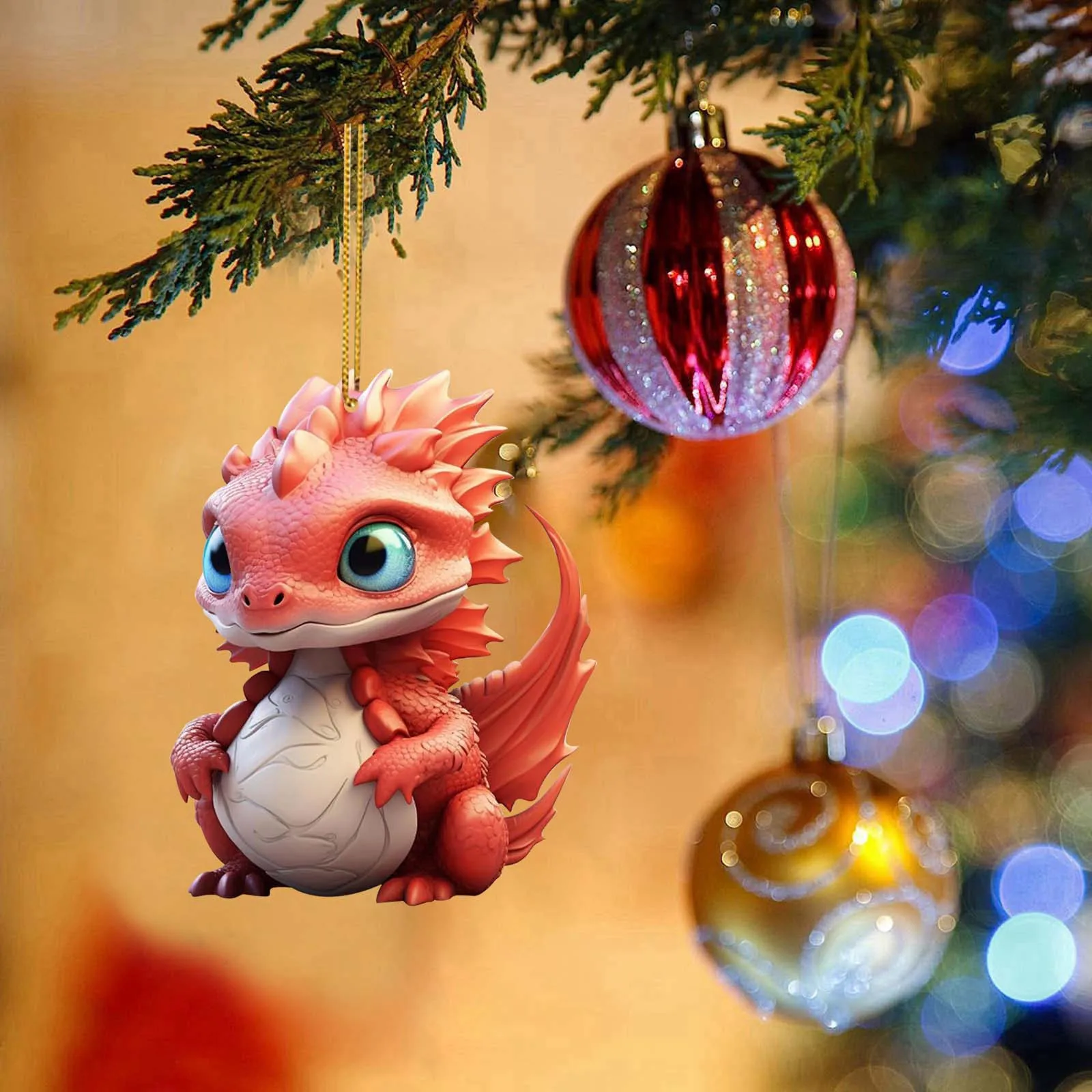 2023 Dragon Baby Pendant Christmas Tree Cute Dragon Baby Car Pendant Bag Pendant Keychain Decoration Acrylic Christmas Tree Toys