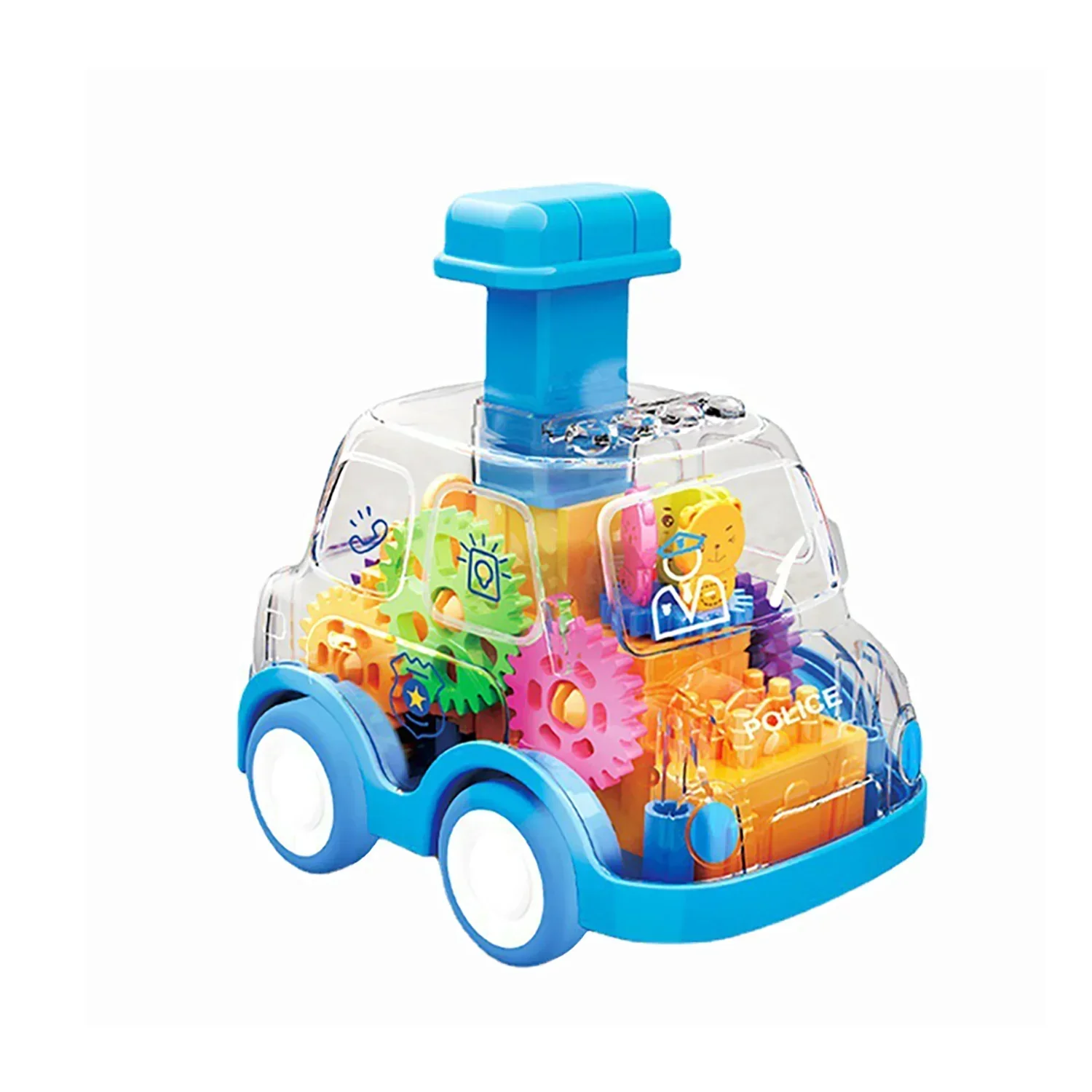 Press the gear car toy, inertia rebound car, puzzle sliding transparent gear car, happy growth and parent-child time