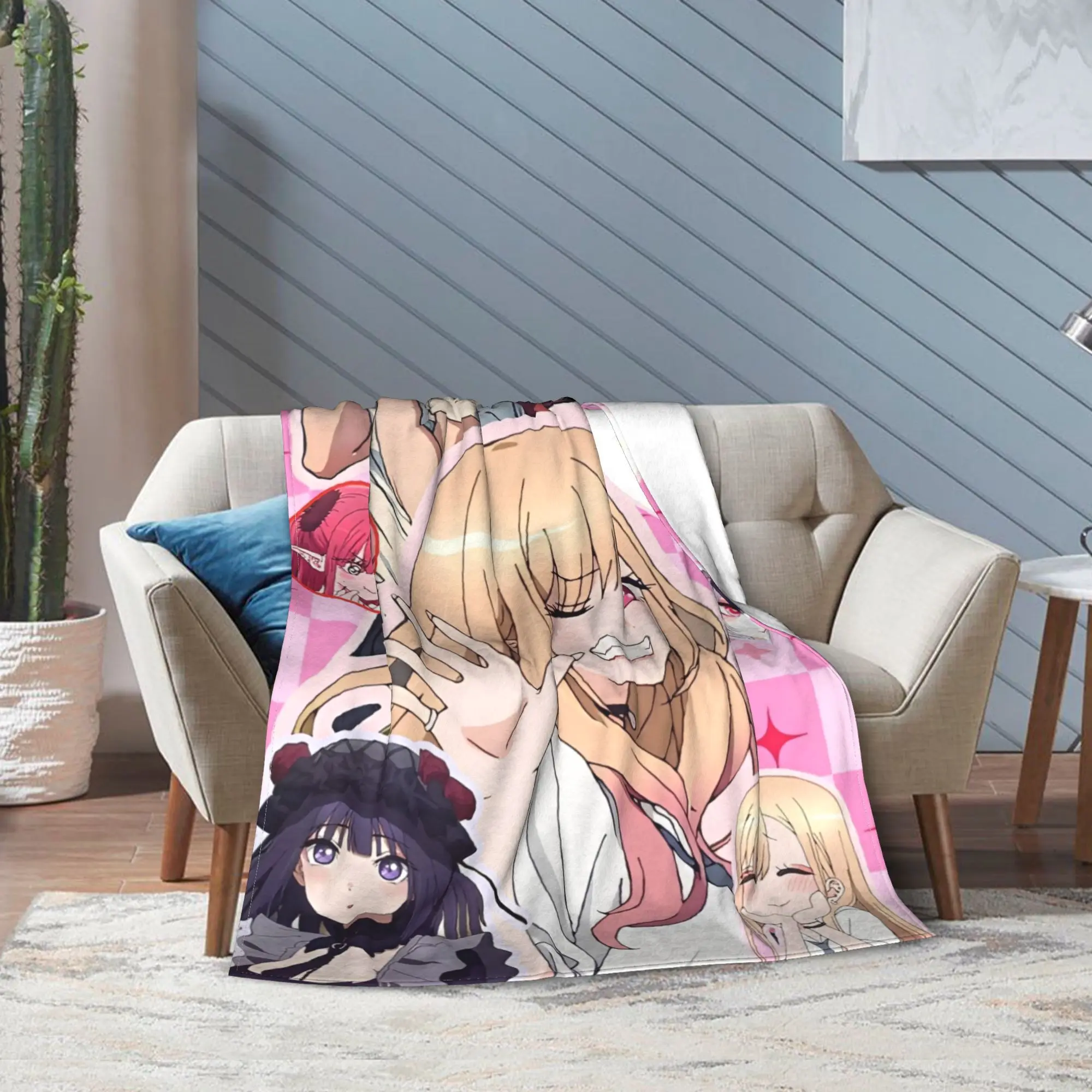 Japan Anime Marin Kitagawa Accessories Blanket Super Soft Cozy  Throw Blankets for Sofa 50x60 Inches Multiple Sizes Bedspread