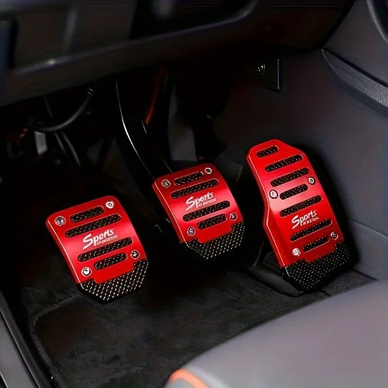 3 pedais de carro antiderrapantes manuais - Design ergonômico, durável, adequado para acelerador, freio e transmissão manual