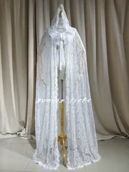 Wedding Cloak, Full Lace Bridal Cape With Hood, Wedding Cape