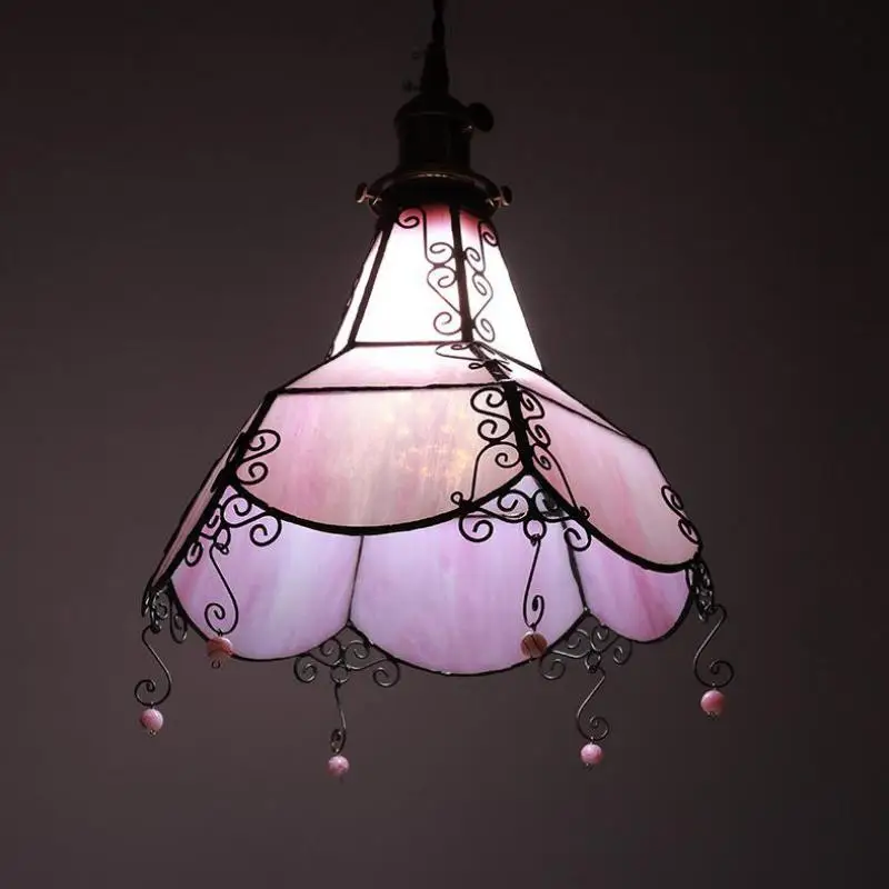 Antique Brass Multicolor Glass cover Chandelier LED cap pendant Lamp E27 Bedroom Bedside Bar kitchen home deco Tiffany Lighting