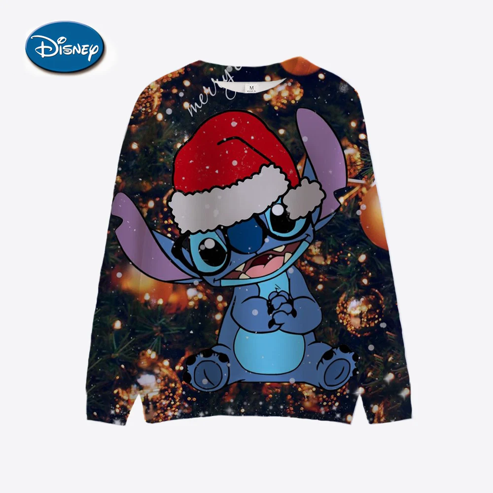 Disney Cartoon Lilo&Stitch Couple Short Sweater Women\'s/Men\'s Thin Autumn Sweater Women\'s Christmas Costume Animation New Hot