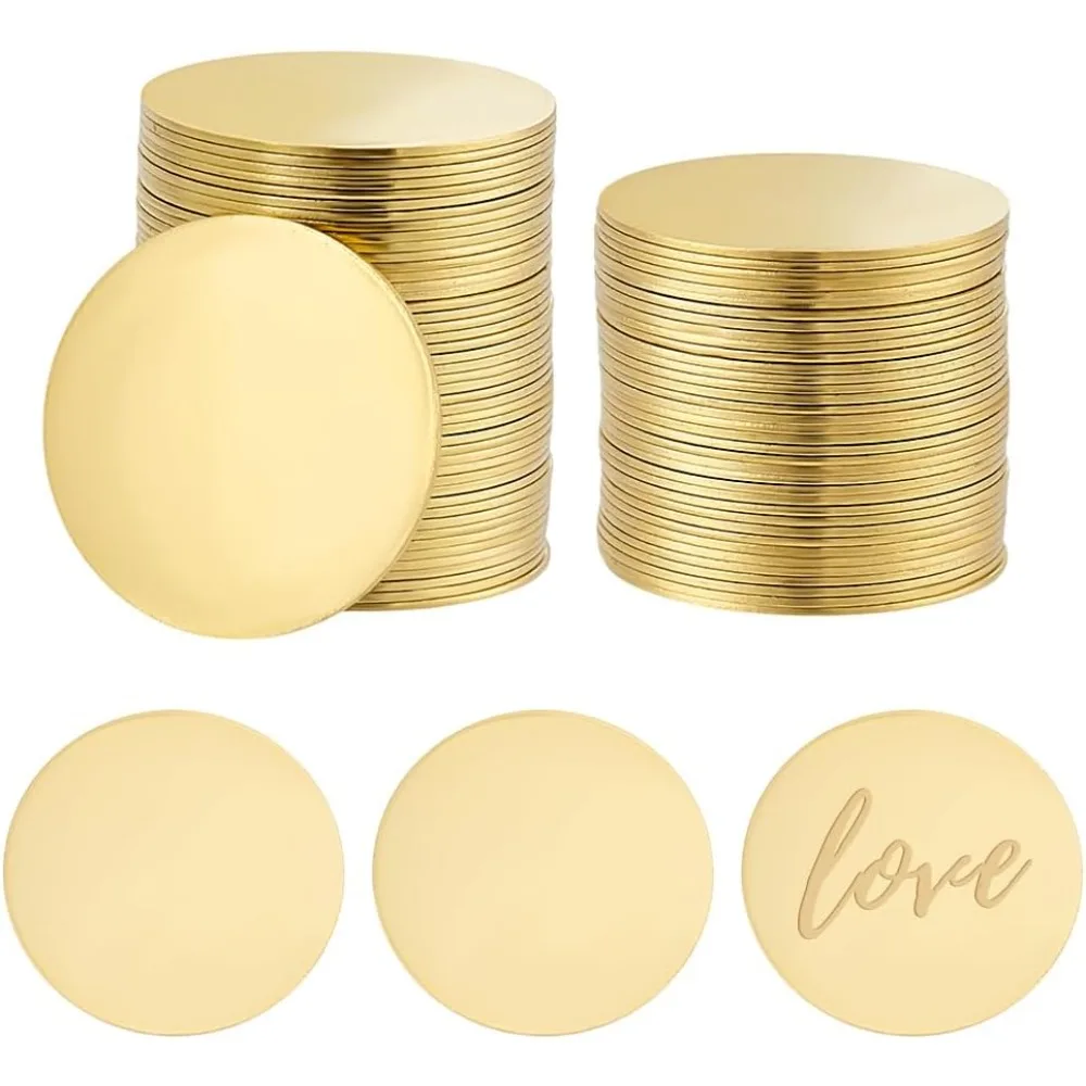 

60 шт. латунные бирки для штамповки 20 мм металлические штамповочные заготовки 24 калибра круглые латунные диски круглые бирки золотые однотонные пустые монеты