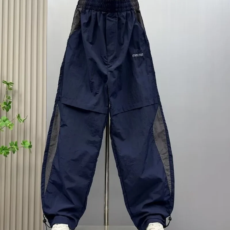 

Мужские черно-белые повседневные брюки, облегающие хлопковые брюки с эластичным поясом и вышивкой до щиколотки