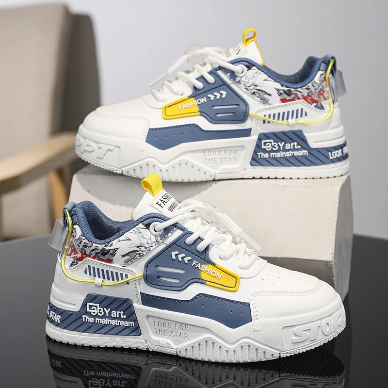 

Новинка осени 2025 года, модная кожаная универсальная детская спортивная обувь, повседневные низкие кроссовки для подростков и студентов