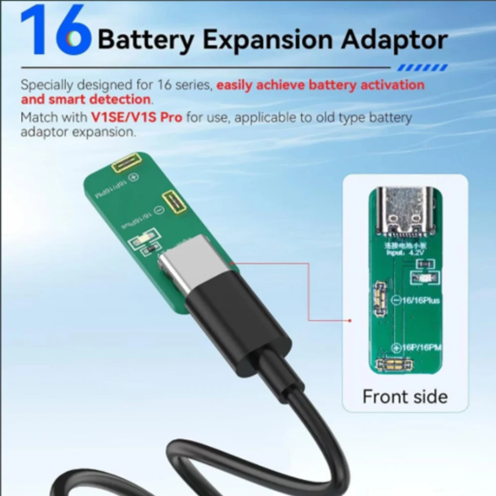 JCID JC V1SE  V1S Pro Battery Expansion Adaptor For iPhone 16 16Plus 16Pro Max Achieve Battery Activation and Smart Detection