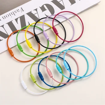 10-50pcs Stainless Steel Durable Wire DIY Keychains Keyring Circle Rope Cable Loop Outdoor