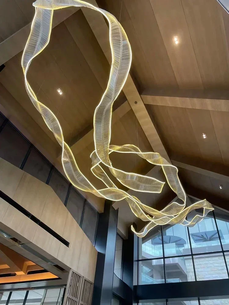 

Hotel Living Room Hanging Led Chandelier Hotel Restaurant Large Led Chandelier Modern Pendant Light Glass Lights Luxury Lobby