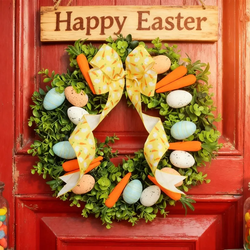 

Пасхальный венок из эвкалипта для входной двери, праздничное украшение для патио и дверей