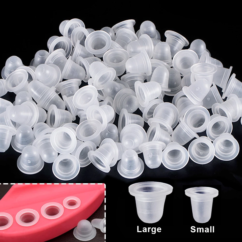 100/500/1000 sztuk jednorazowy kubek z tuszem do tatuażu mały duży rozmiar silikonowy makijaż permanentny tatuaż pigment do brwi pojemnik Cap Supply