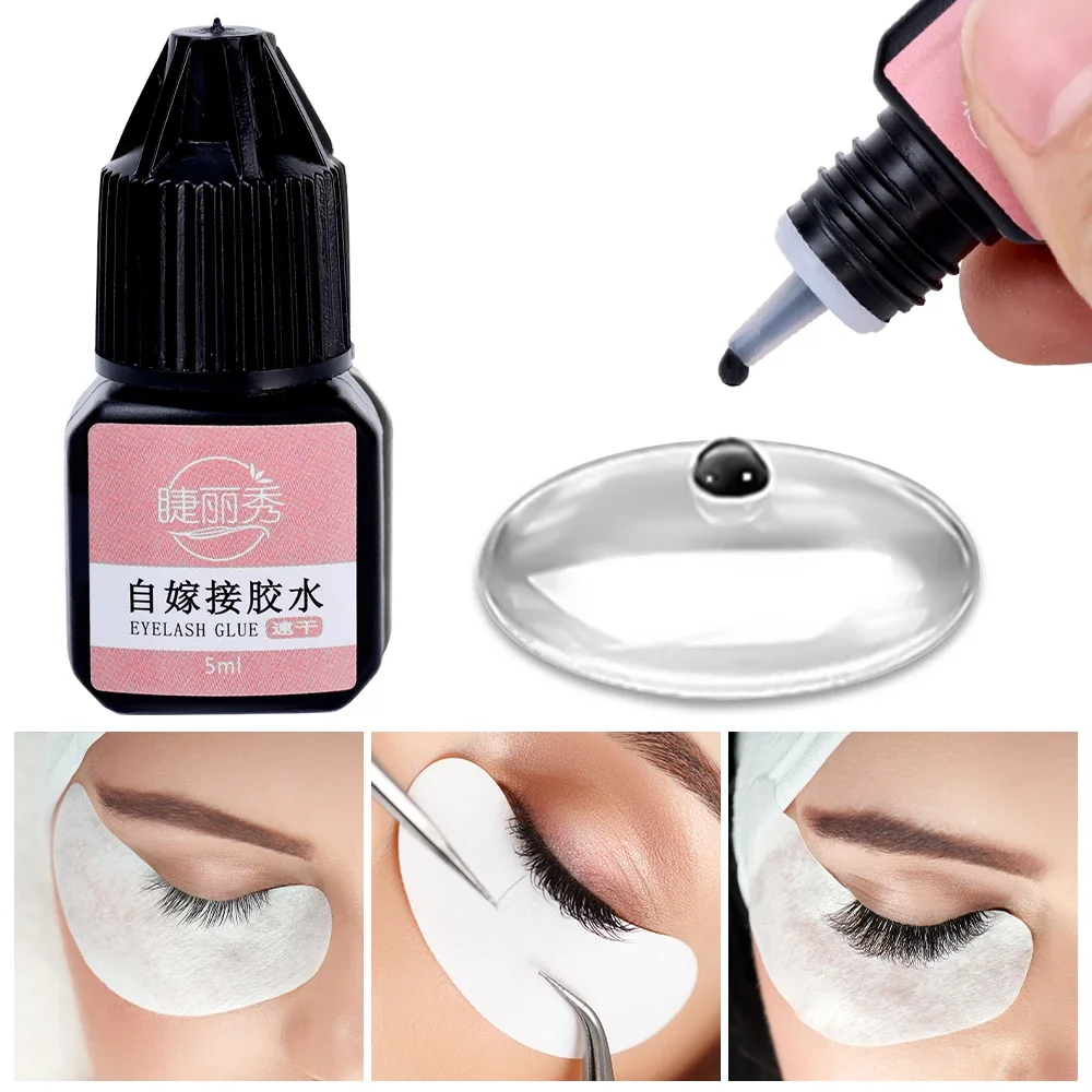 กันน้ําไม่ระคายเคือง Grafted Eyelash กาว 5ml สีดํากึ่งถาวรยาวนานได้อย่างรวดเร็วแห้งขนตาปลอมกาวแต่งหน้าเครื่องมือ