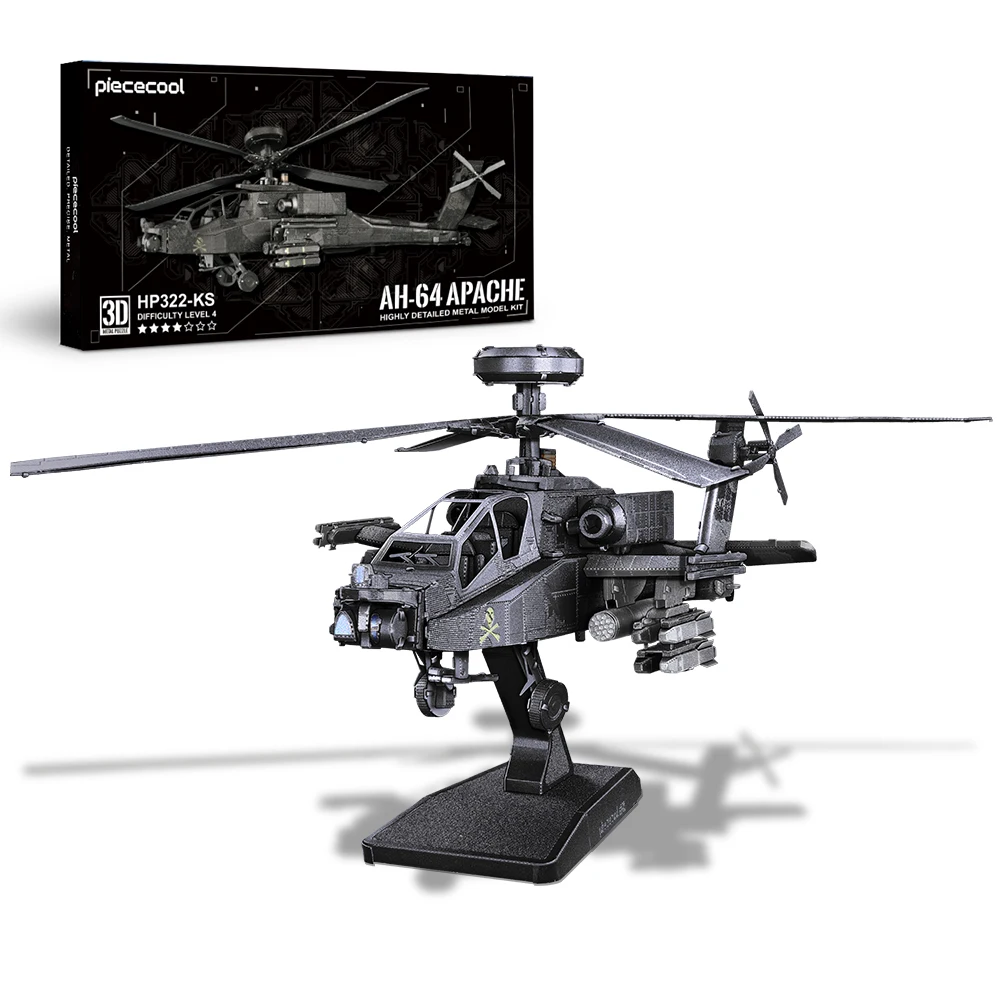 Piececool 3D Metal Model Kits Military Helicopter Airplane 3D Metal Puzzle Models Building Kits for Adults Hobbies DIY Jigsaw