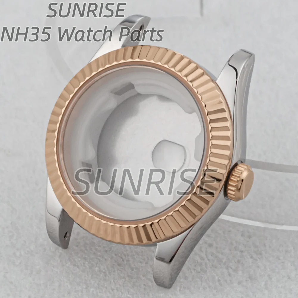

33mm Luxury Women's Gold Rose Gold Steel Watch Case 100m Waterproof Sapphire Glass For NH05 NH06 Movement Lady Watch Case Parts