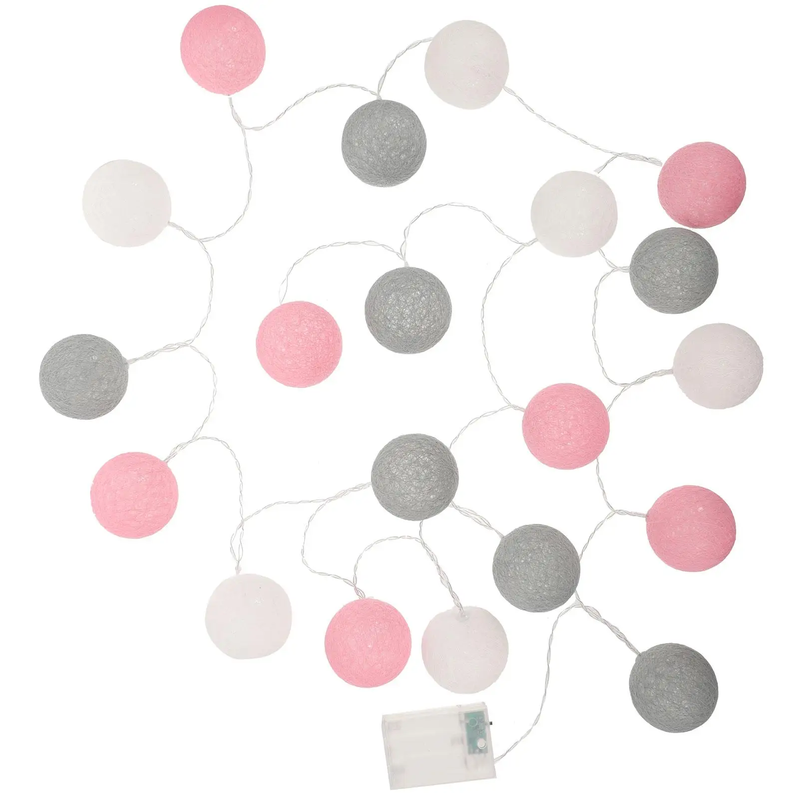 

LED Cotton Thread Ball String Light Decorative Romantic Fairy String Light for Party Home Decoration (White Pink Grey, 20 LEDs)