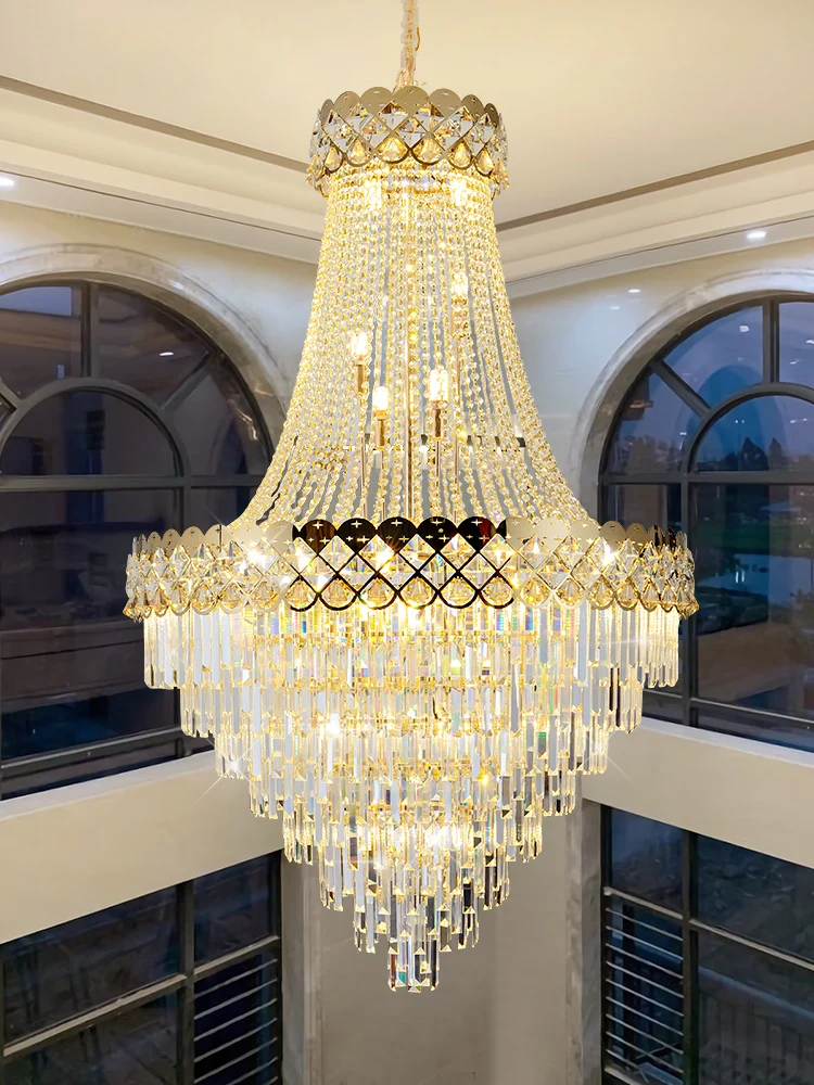 Crystal Chandelier For Villa Living Room Light Luxury Lift Lobby Hotel Lobby  Duplex Staircase Ceiling Light Fixtures Home Decor