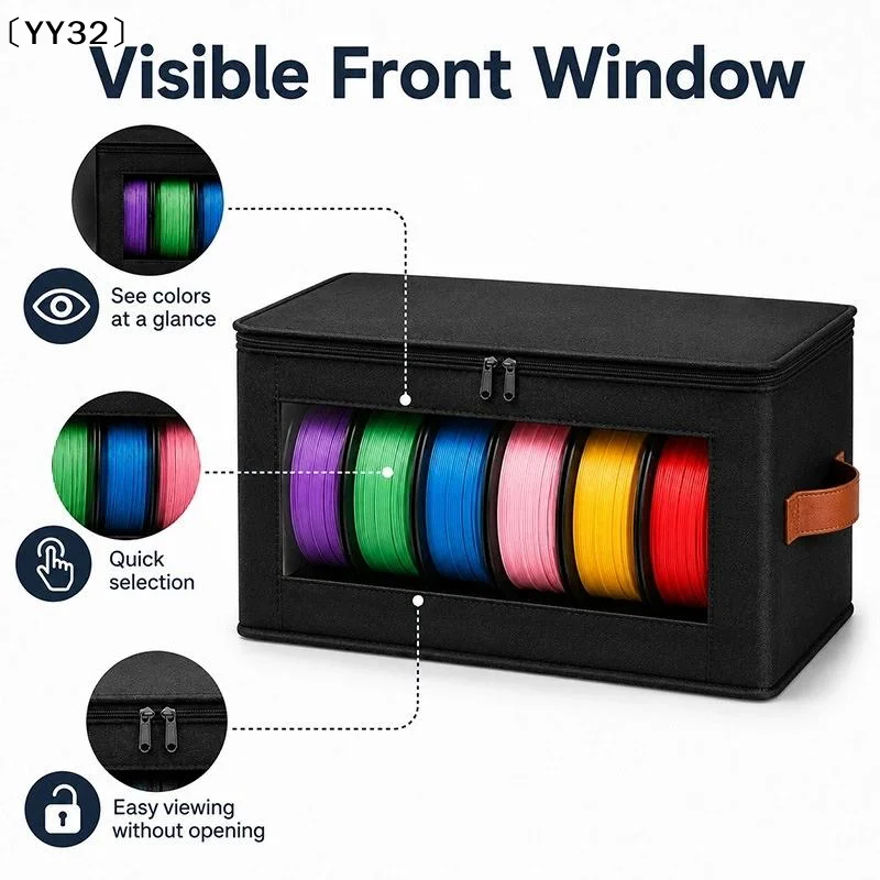 3D Printer Filament Storage Box Clear Window Smooth Zipper Portable Handle Tool Accessories Organizer〔YY32〕