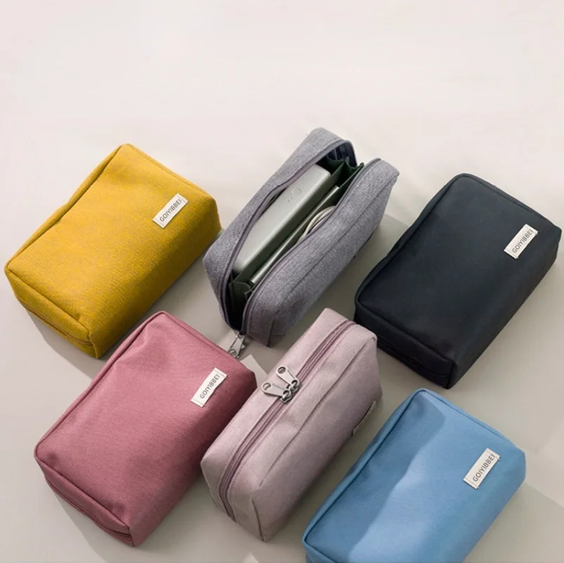 Waterproof Thick Nylon Cloth Storage Bag Cosmetic Bag Charger Storage USB Cable Case Travel  Organizer Bag Makeup Bag