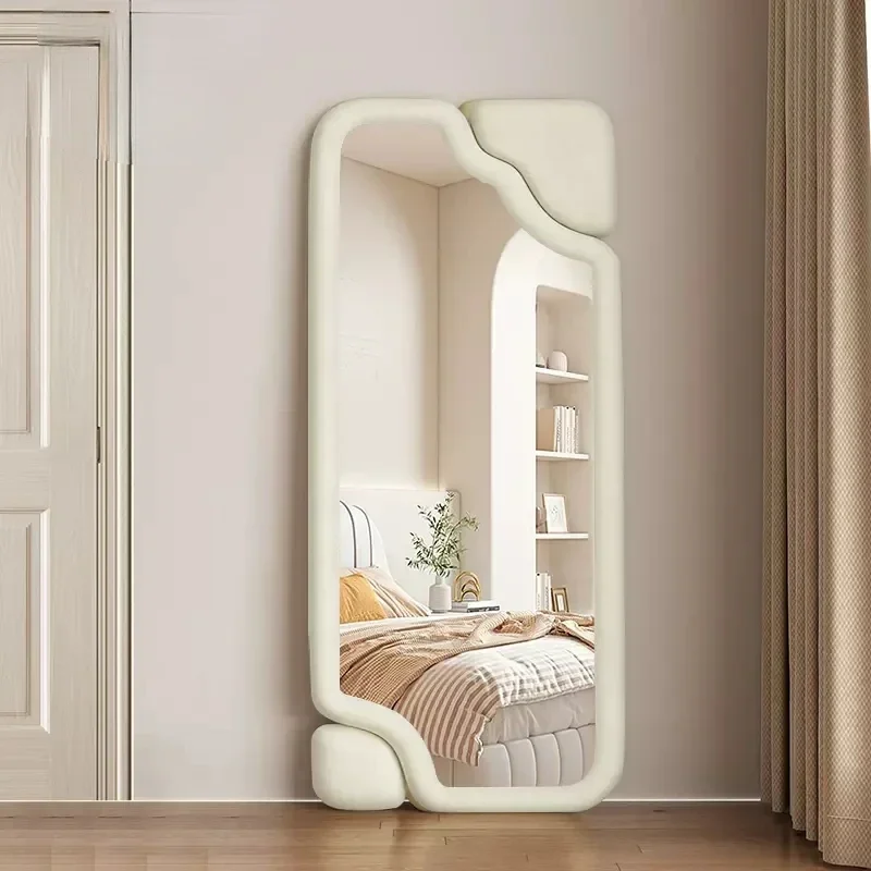

Internet celebrity mirror, full body dressing mirror, floor standing mirror, household bedroom irregular ins wind cream
