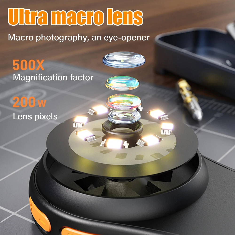 2.0inch 500X Digital Microscope 1080P Mini Microscopio with Magnifying Glass Wiht 8Leds Hd Electronic Magnifying Glass