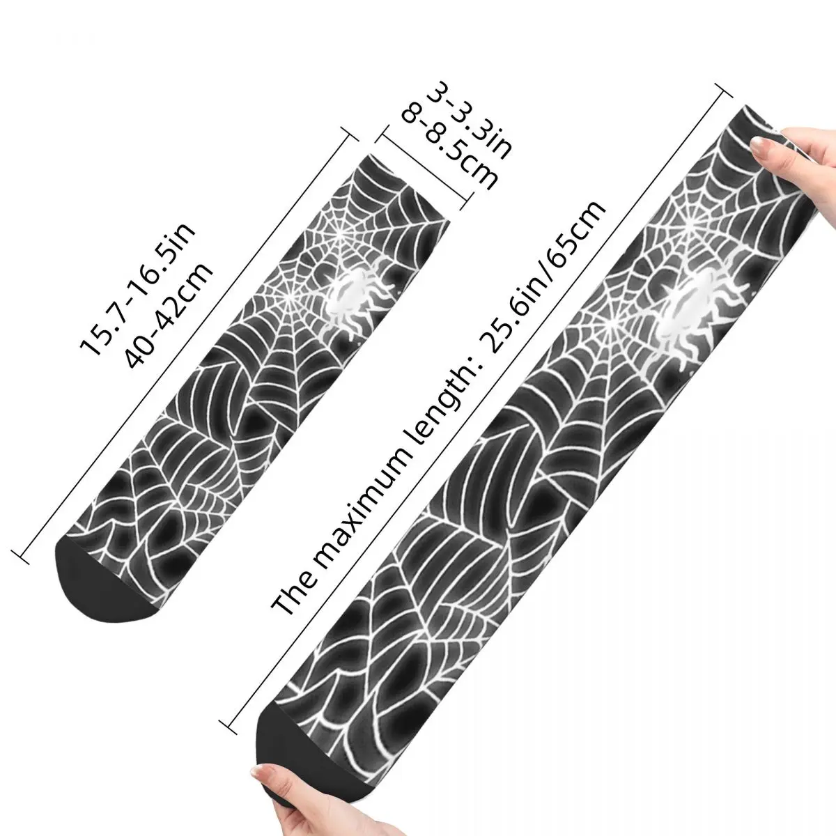 Funny Happy Sock for Men Cool Vintage Spider Web Breathable Pattern Printed Crew Sock Novelty Gift