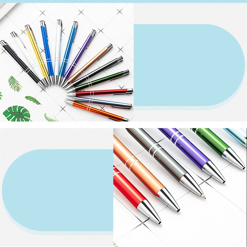 50Pcs/Lot Ballpoint Pen Black Blue Ink School Office Student Pen Free Customized Logo Name Text