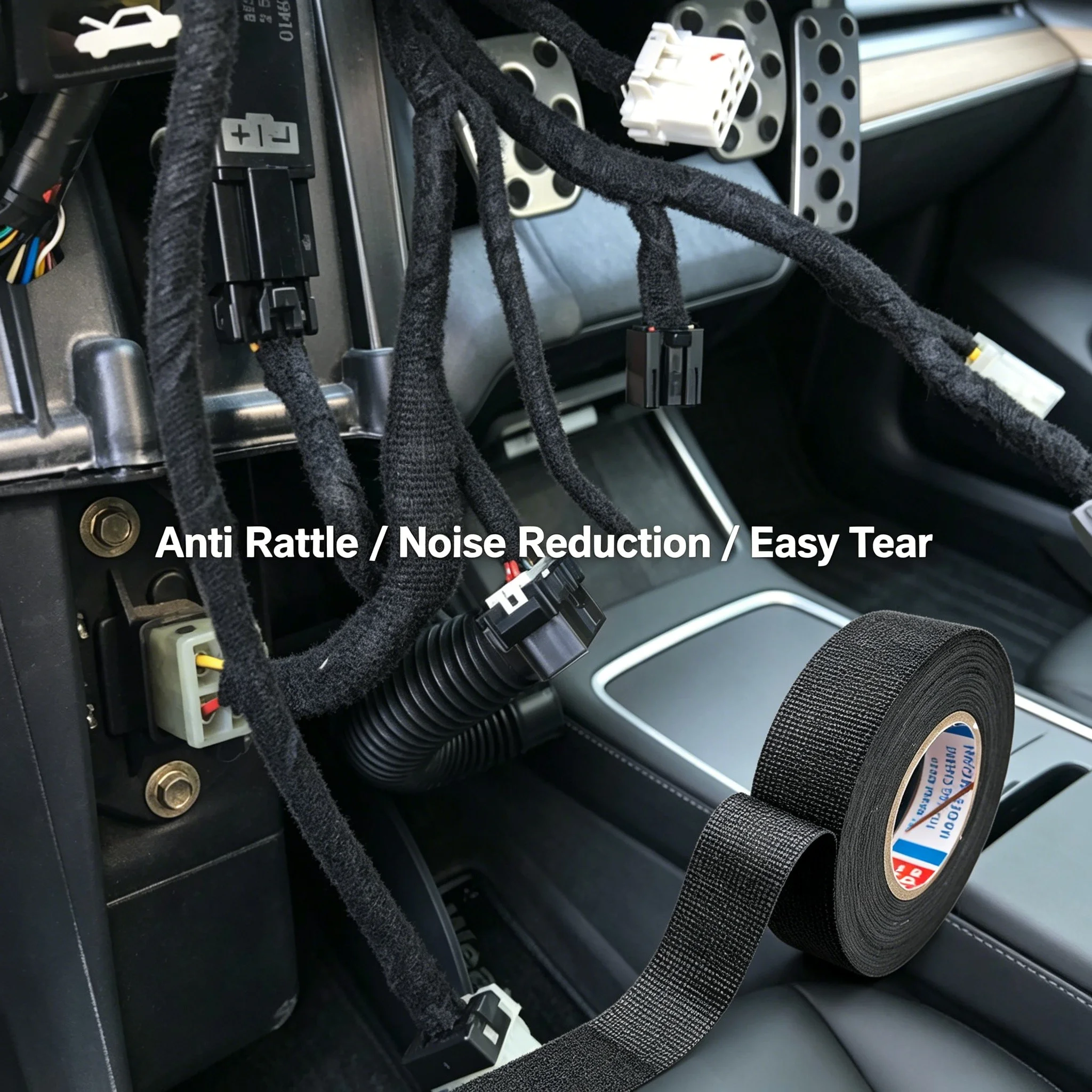 19mm Automotive Wiring Harness Tape Fabric Wire Loom Wrap Anti Rattle Noise Reduction Heat Resistant Interior Cable Protection
