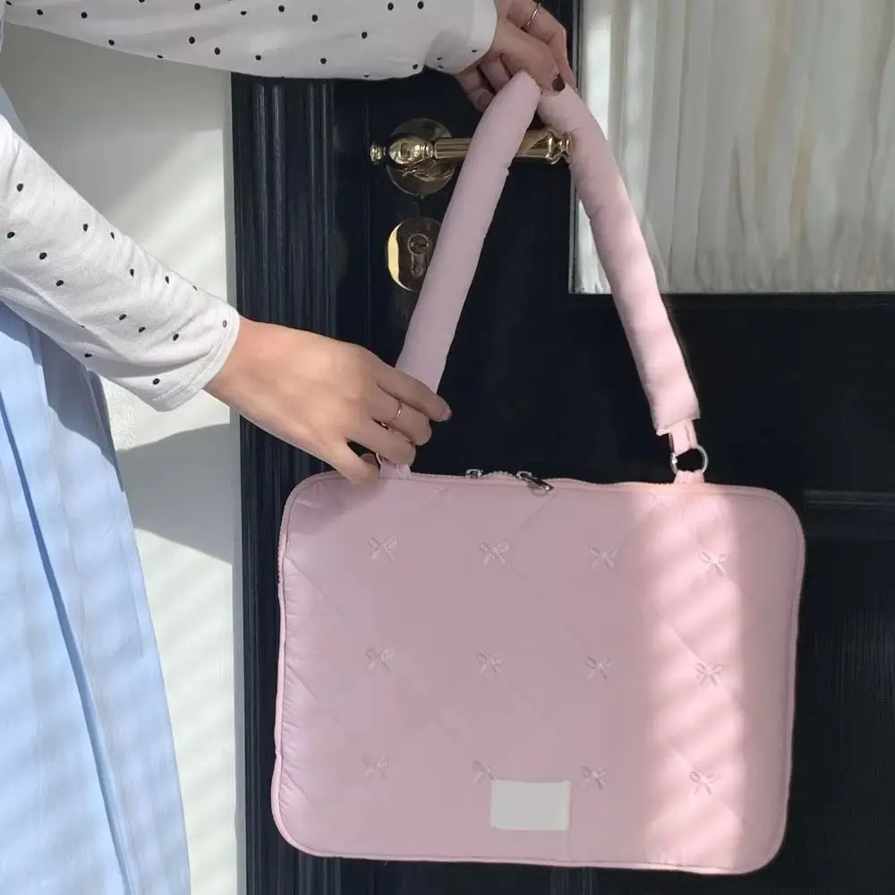 

Embroidered Bow Business Briefcases File Folder Large Capacity Document Tote Bolsas Handbag Shoulder Bag Laptop Bag Commute