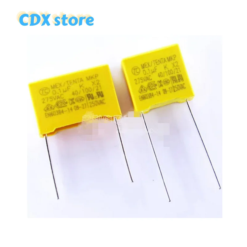 20pcs/lot X2 Safety Gauge Capacitor 275V 104K 0.1UF 100NF TC 104/275VAC Foot spacing 10/15MM