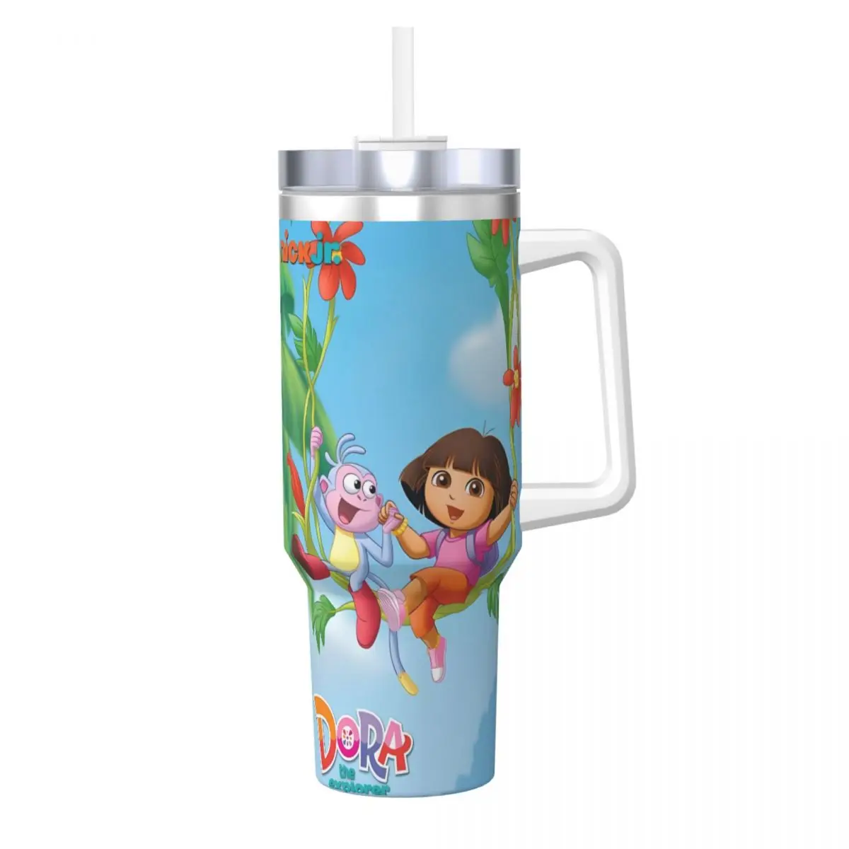 Doras The Explorer Stainless Steel Tumbler Beach Mugs Cup 40oz Thermal Cups Heat Preservation Cold Drink Milk Tea Water Bottle