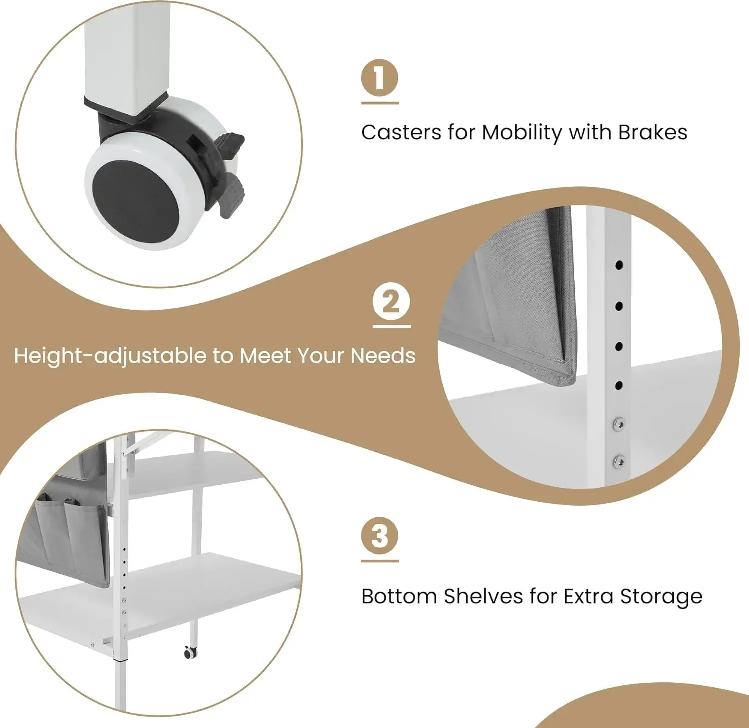 [XMSJ] طاولة خياطة قابلة للتعديل الارتفاع مع أرفف تخزين وحقيبة تخزين، طاولة قطع متنقلة قابلة للطي لمكتب قماش كبير