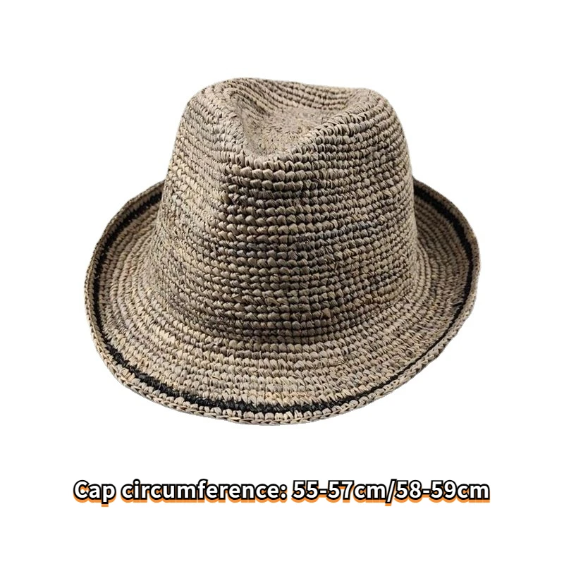 Handwoven Foldable Straw Sun Hat for Men and Women Premium Raffia Material for Sun Protection and Breathability 55-59cm