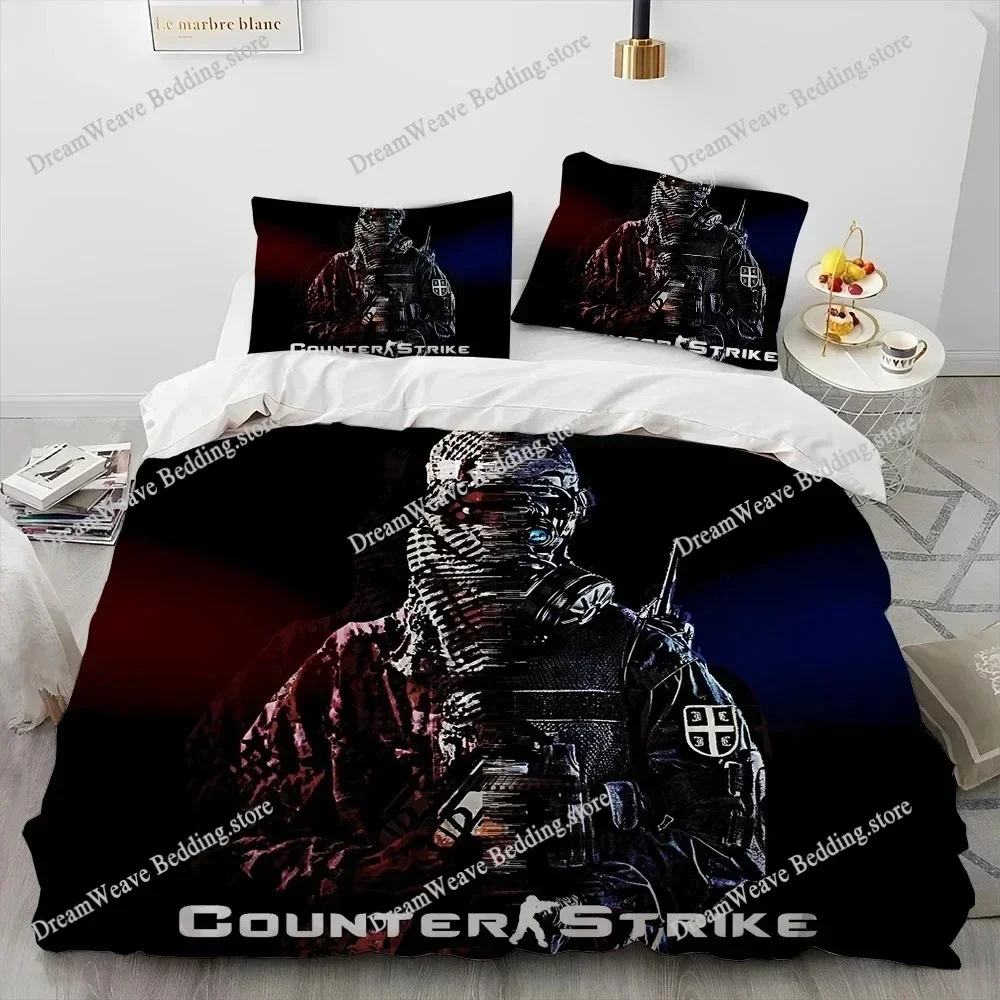 Bedding Decor CS GO,Game Gamer,Counter Strike Comforter Bedding Set,Duvet Cover Bed Set Quilt Cover Pillowcase,king Queen Size B
