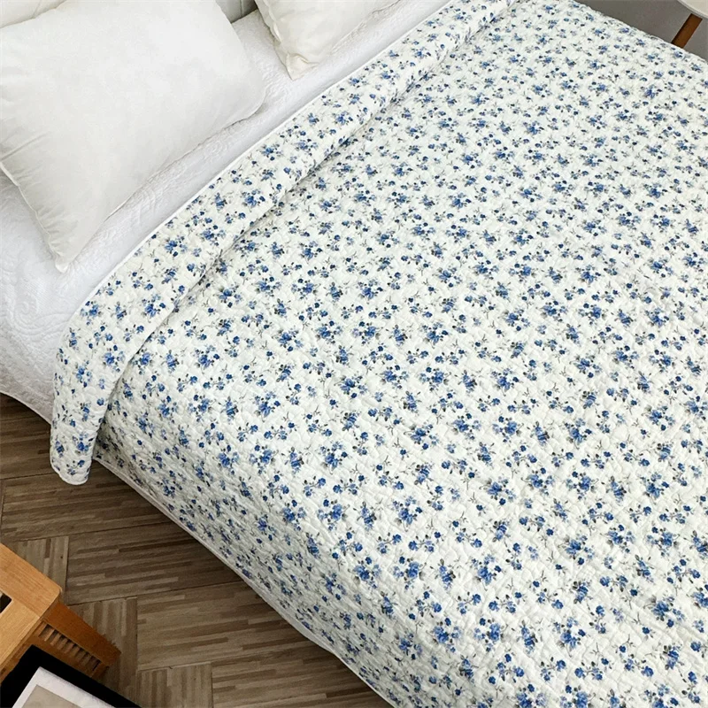 Cotton Bedspread Quilted Bed Cover, Pastoral Style Coverlet, Non Slip Sheet, Blanket Quilt, Padding Comforter Mattress Topper